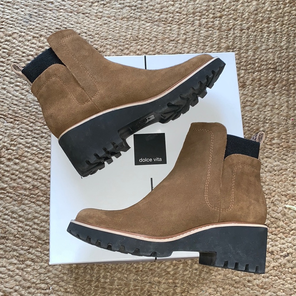 brown booties by Dolce Vita Huey FREE SHIPPING on Monday 8/22 and Tuesday 8/23.
